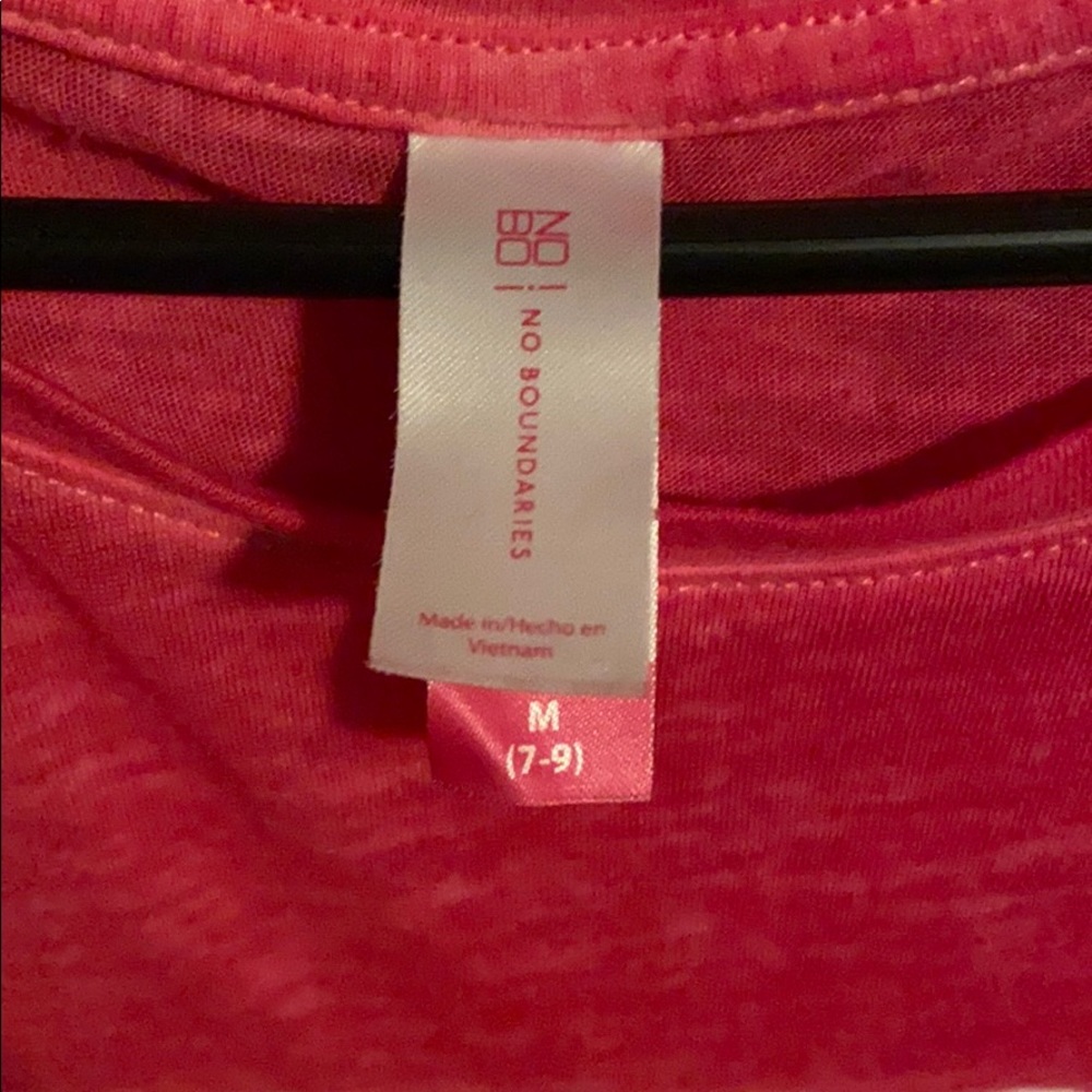 Pink short sleeve top with two white stripes - Picture 3 of 4